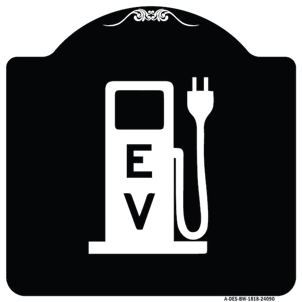 Ev Electric Vehicle Charging Station Heavy-Gauge Aluminum Sign, 18" x 18", BW-1818-24090
